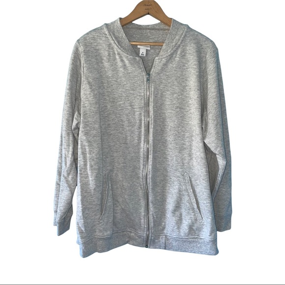 AVA & VIV Gray Zip Up Sweatshirt Sweater Sport Active 1X Soft Lounge Casual - Picture 1 of 12